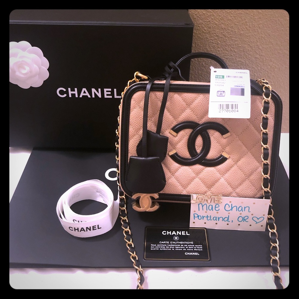 Chanel 19s Beige and Black Vanity Case